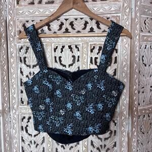 Anthropologie x Sachin & Babi Darcy Jacquard Cropped Tank Top in Floral Size S